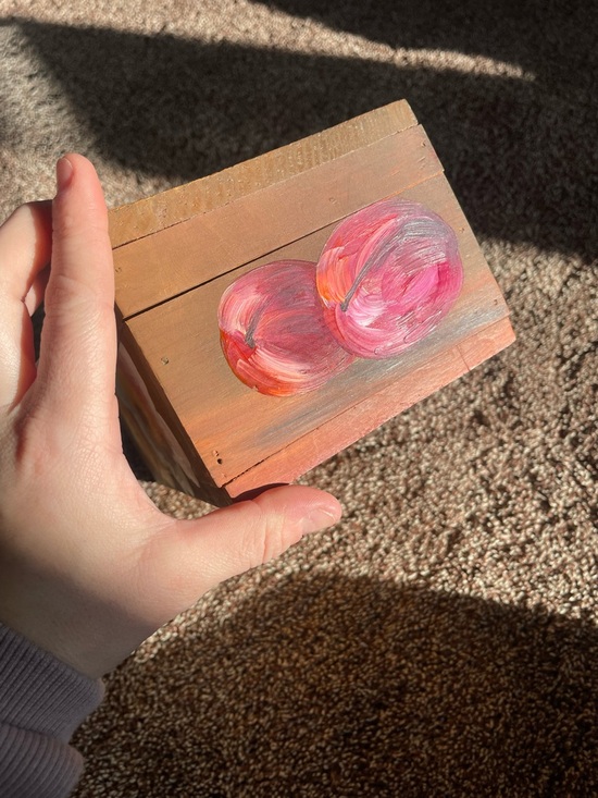Hand-Painted Floral Wooden Box 9x5x4 - Picture 5 of 7